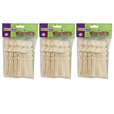 Creativity Street® 5.5" Natural Wood People-Shaped Craft Sticks, 3 Packs of 36