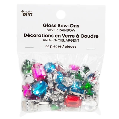 CousinDIY Silver Rainbow Glass Sew-On Rhinestones, 56ct.