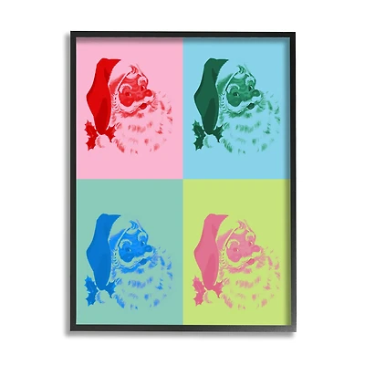 Stupell Industries Pop Style Christmas Santa Framed Giclee Art