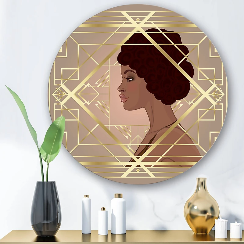 Designart - Retro Women In Golden Art Deco Geometrics II