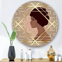 Designart - Retro Women In Golden Art Deco Geometrics II