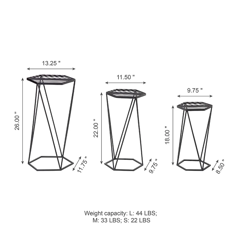 Glitzhome® Modern Hexagon Black Metal Planter Set