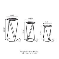 Glitzhome® Modern Hexagon Black Metal Planter Set