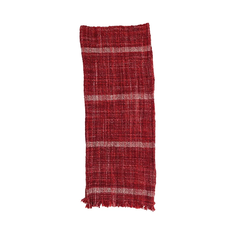 Hello Honey® 72" Red Woven Wool Table Runner with Stripes