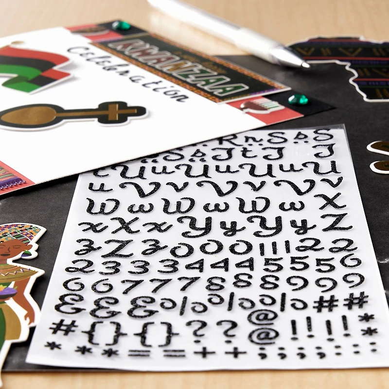 12 Pack: Glitter Script Alphabet Stickers by Recollections