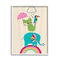 Stupell Industries Animals Standing On Rainbow Wall Art