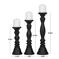 Turned Wood Pillar Candle Holder Set