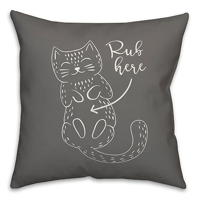 Rub Here Cat Throw Pillow
