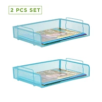 Mind Reader Stackable Metal Mesh Tray & Desk Document Organizer Set