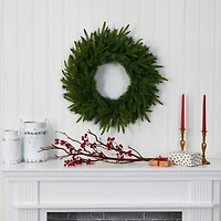 24" LED Long Pine Artificial Christmas Wreath