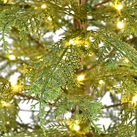 4ft. Pre-Lit Mountain Cedar Artificial Potted Christmas Tree, Warm White LED Rice Lights