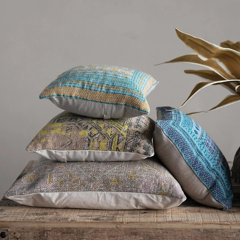 Hello Honey® Yellow Stonewashed Printed Cotton Pillow