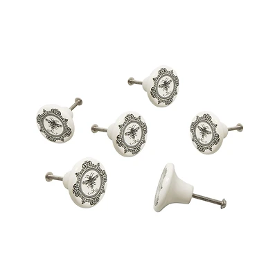 Dritz® Black & White Ceramic Classic Bee Knob, 6ct.