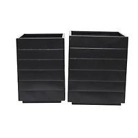 Black Modern Planter, Set of 2" 17", 15"