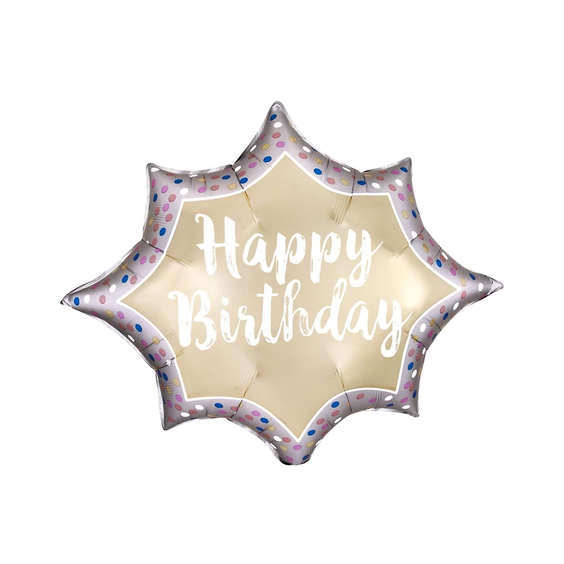 35" Satin Gold Burst Birthday Balloon