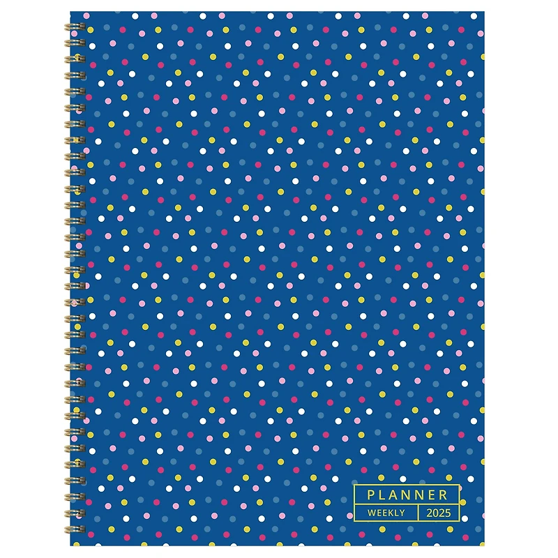 TF Publishing 2025 Large Cobalt Dots Weekly Monthly Spiral Planner