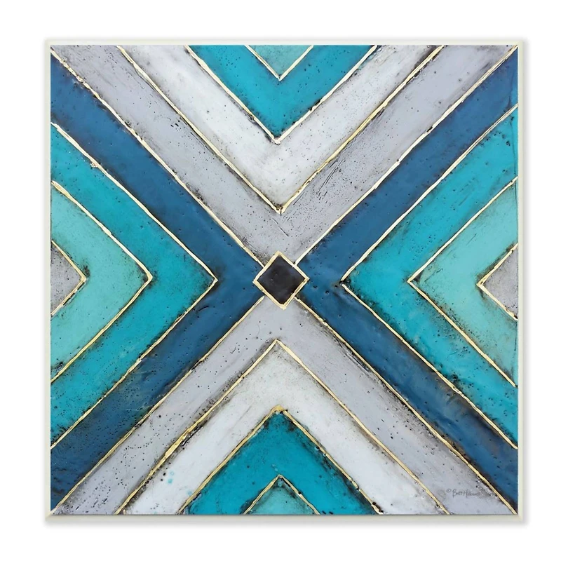 Stupell Industries Blue & Gray Geometric Pattern Wooden Wall Plaque