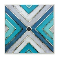Stupell Industries Blue & Gray Geometric Pattern Wooden Wall Plaque