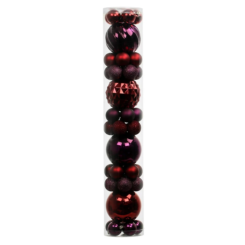 44 Pack 44mm & 120mm Dark Red Shatterproof Ball Ornaments by Ashland®