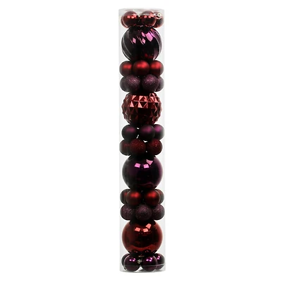 44 Pack 44mm & 120mm Dark Red Shatterproof Ball Ornaments by Ashland®
