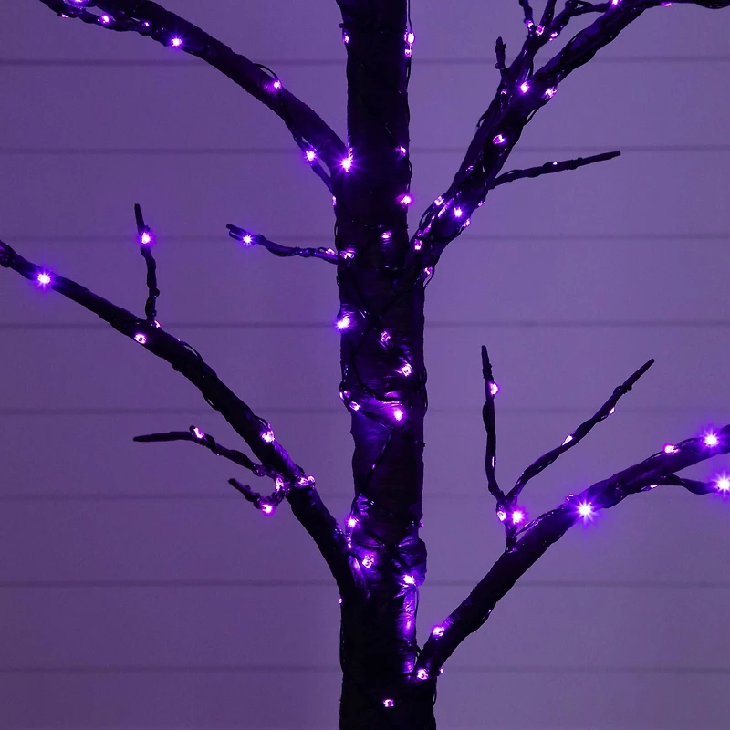 5ft. Pre-Lit Artificial Halloween Twig Tree with 360 Orange & Purple LED Lights