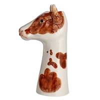 Hello Honey® 12.5" Brown & White Hand-Painted Decorative Stoneware Cow Vase