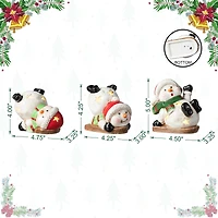 Glitzhome® Lighted Ceramic Snowman Table Décor Set