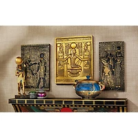 Design Toscano 10" Egyptian Temple Stele Tutankhamen, Isis & Horus Plaque Set