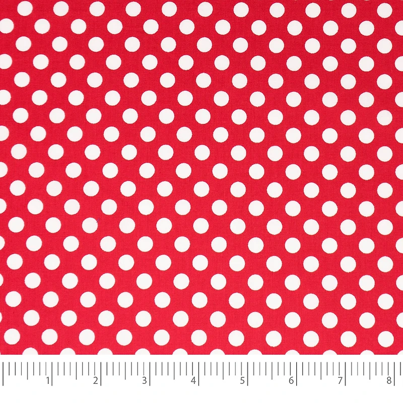 SINGER Patriotic Red Polka Dots Cotton Fabric