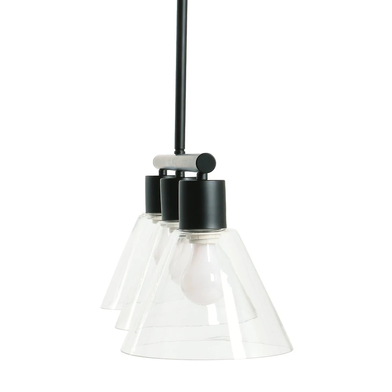 Hello Honey® 58.5" Modern Black Metal & Clear Glass Chandelier