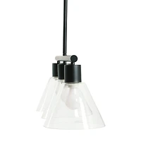 Hello Honey® 58.5" Modern Black Metal & Clear Glass Chandelier