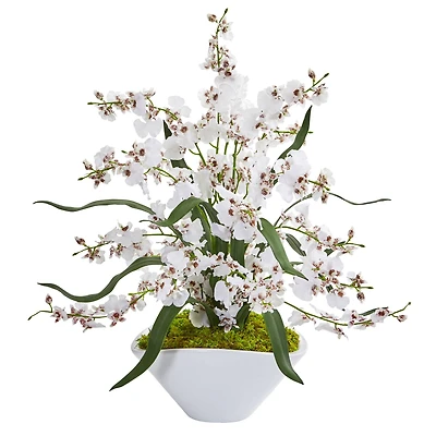 21" White Dancing Lady Arrangement in White Vase