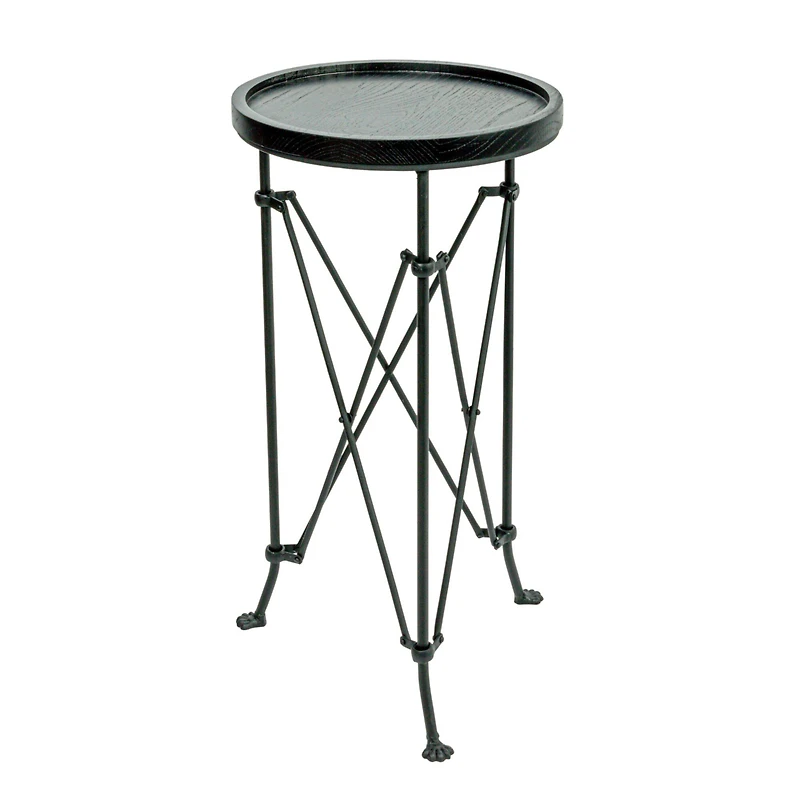 Hello Honey® 2ft. Black Wood Top Modern Round Metal Accent Table