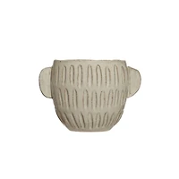 6.5" Glazed Embossed Stoneware Planter 