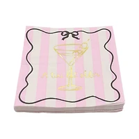24 Packs: 20 ct. (480 total) Pink Stripes Tini Bit Older Paper Beverage Napkins by Celebrate It™