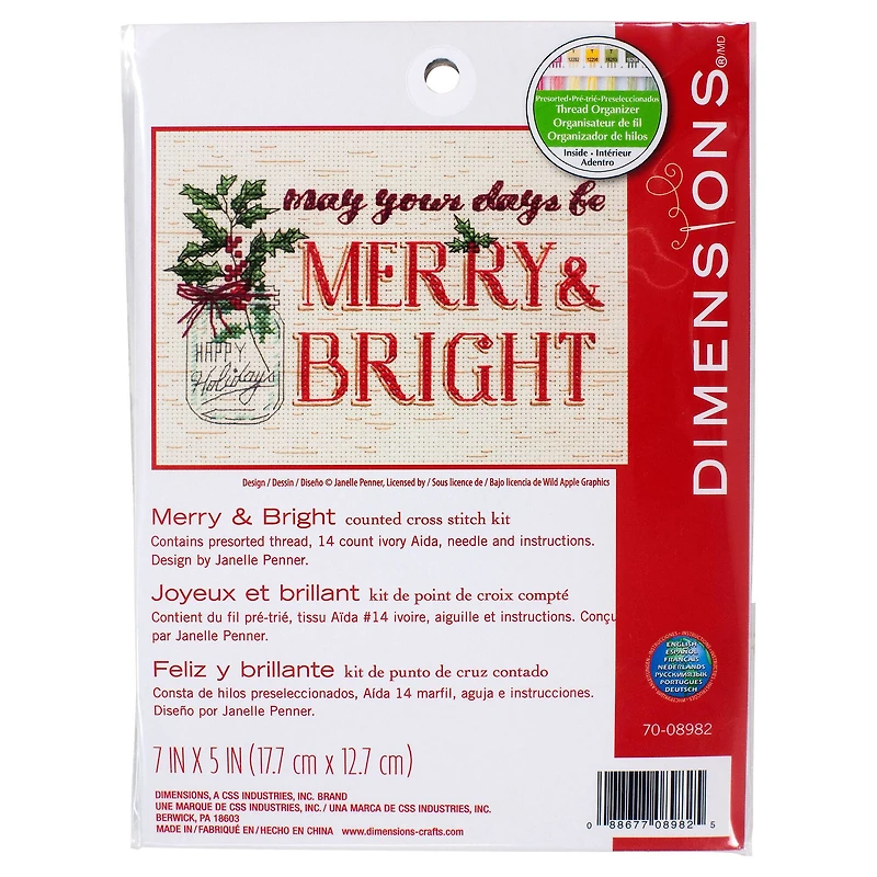 Dimensions® Counted Cross Stitch Kit, Merry & Bright