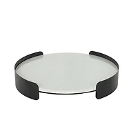 19" White Marble Round Living Room Décor Tray