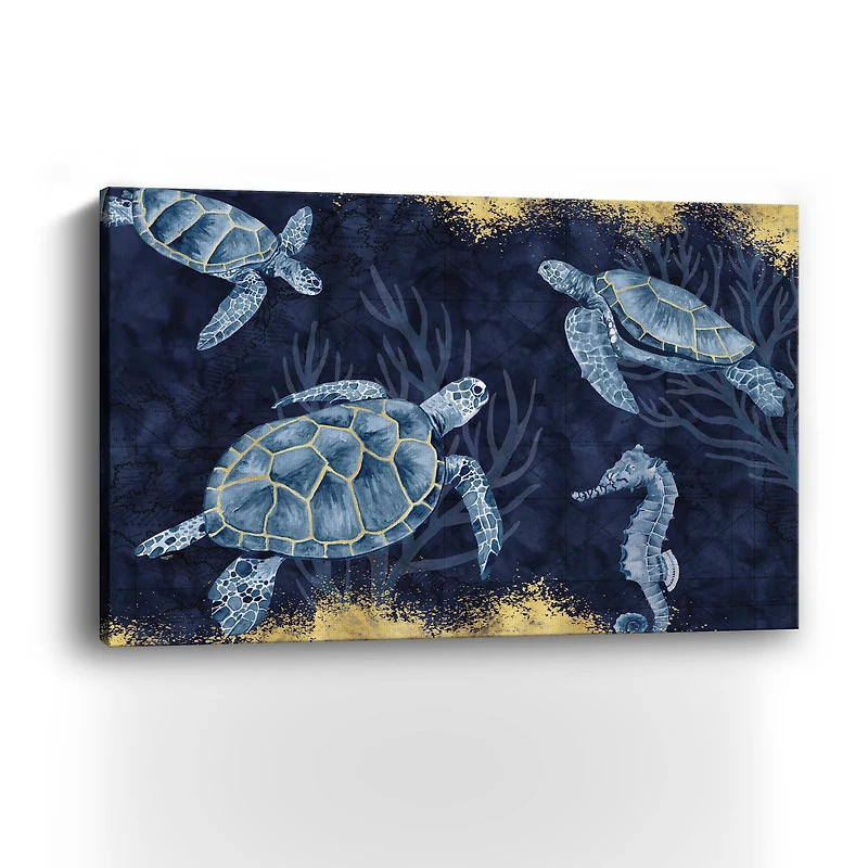 Deep Blue Sea II On Blue Gold Canvas Giclee
