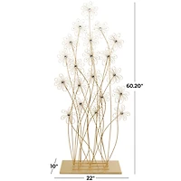 5ft. Gold Metal Tall Floral Sculpture with Crystal Embellishments