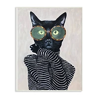 Stupell Industries Fashion Feline Striped Shirt And Round Glasses Cat, 10" x 15"