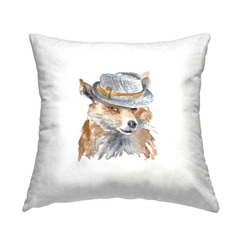 Stupell Industries Fox Wearing Fedora Hat Nature Animal Fashion Throw Pillow, 18" x 18"