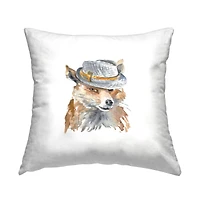 Stupell Industries Fox Wearing Fedora Hat Nature Animal Fashion Throw Pillow, 18" x 18"