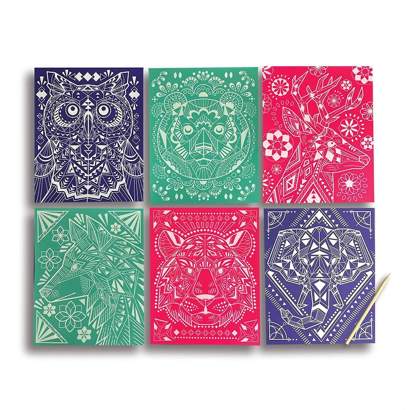 OOLY Scratch & Shine Geo Animals Foil Scratch Art Kit