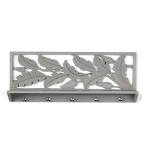 30" Dove Gray Hand-Carved Floating Wall Shelf
