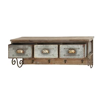 Brown Wood Farmhouse Wall Shelf, 13" x 38" x 10"