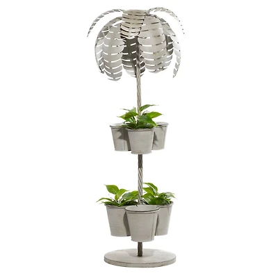 Gray Metal Contemporary 6-Pot Planter