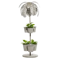 Gray Metal Contemporary 6-Pot Planter