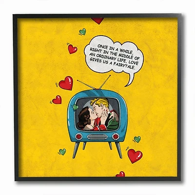 Stupell Industries Fairytale Love Vintage Comic Book Framed Giclee Textured Wall Art