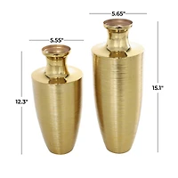 Gold Aluminum Brushed Textured Vase Set