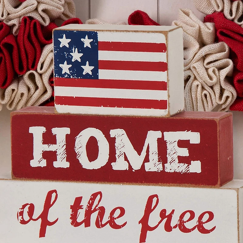 Glitzhome® 8.5" Wooden Patriotic Sign Table Décor